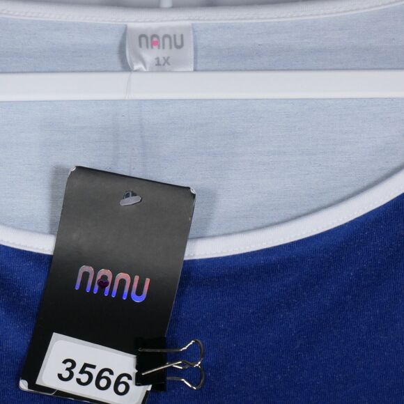 NEW Nanu Blue T Shirt Womens Size 1X Gorgeous Flower Flutter Sleeves NWT - Picture 3 of 8